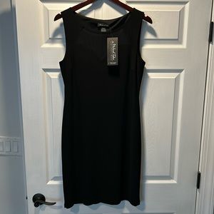 Michael Tyler Sleeveless, semi-sheer little black dress